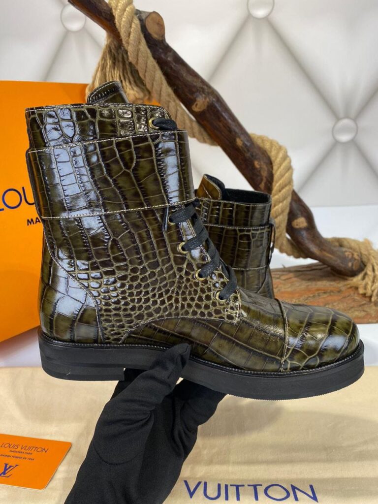 louis vuitton bot haki yesil croco ic dis deri ithal