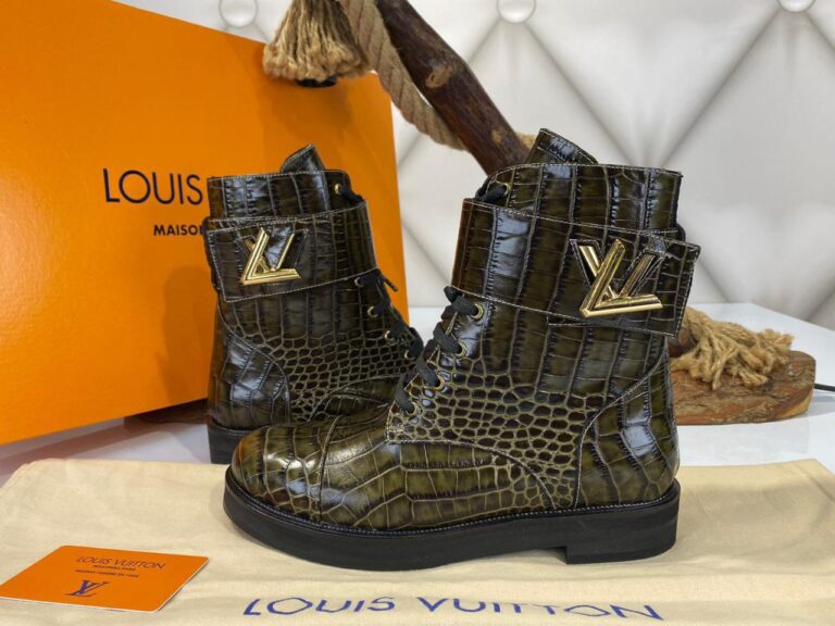 louis vuitton bot haki yesil croco ic dis deri ithal
