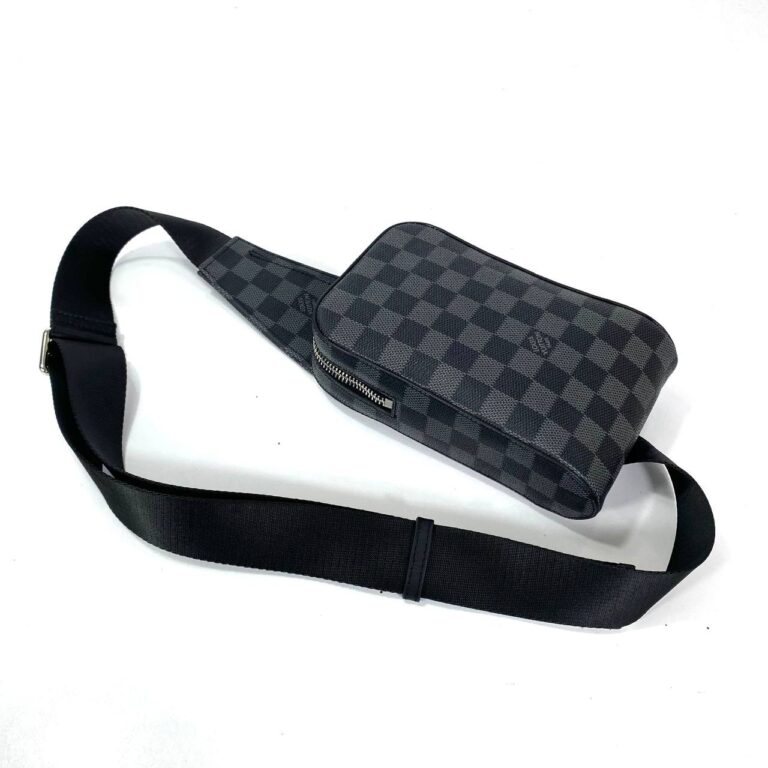 louis vuitton canta geronimos erkek omuz siyah gri damier hakiki deri ithal 19x11x5 cm
