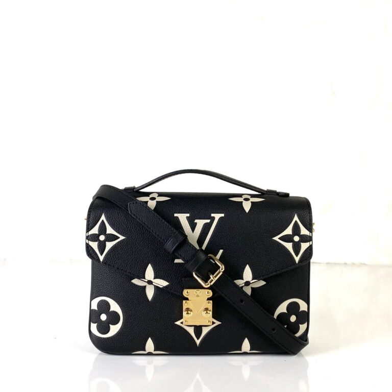 louis vuitton canta metis pochette siyah oversize empreinte bicolor deri 25x19
