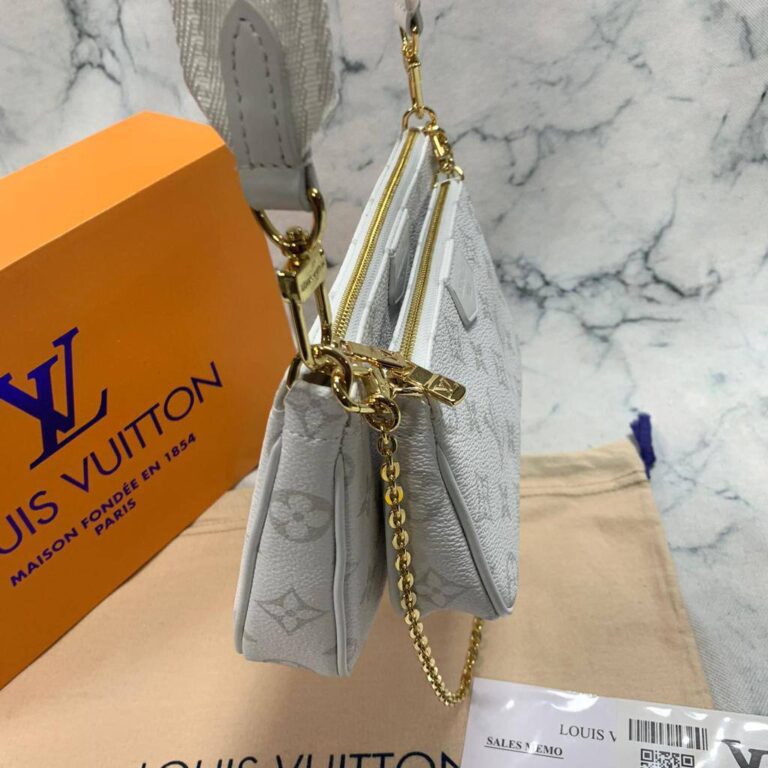 louis vuitton canta multi pochette uclu set beyaz hakiki deri