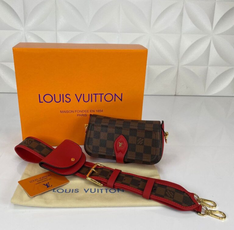 louis vuitton canta officier damier kirmizi 18x10 cm hakiki deri ithal