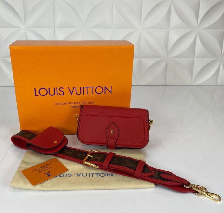 louis vuitton canta officier kirmizi 18x10 cm hakiki deri ithal