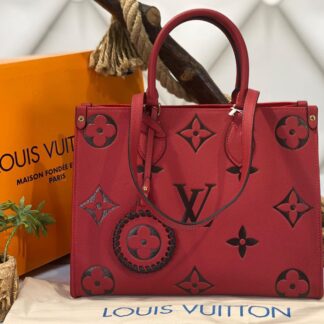 louis vuitton canta onthego mm ortaboy kirmizi 34x26x15 cm