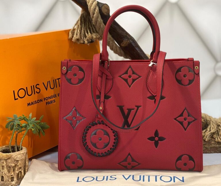 louis vuitton canta onthego mm ortaboy kirmizi 34x26x15 cm
