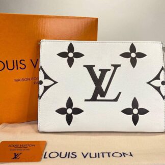 louis vuitton canta toiletry pouch portfoy clutch beyaz siyah 26x20 deri