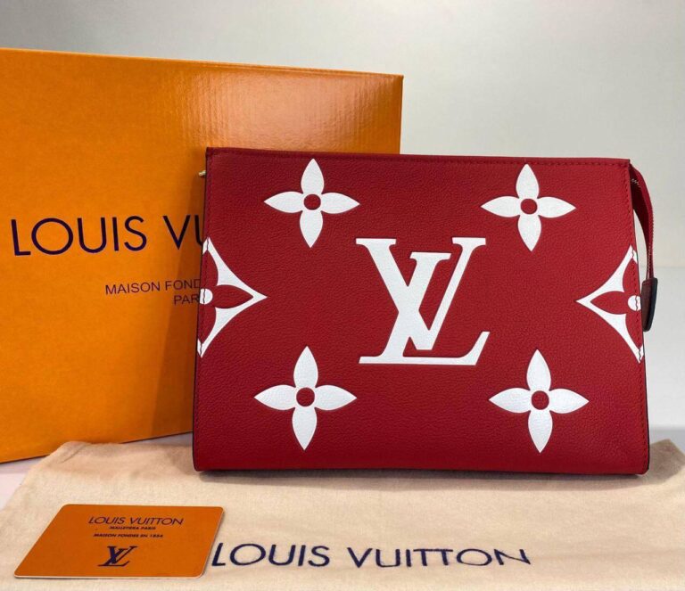 louis vuitton canta toiletry pouch portfoy clutch kirmizi 26x20 deri