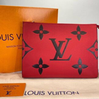 louis vuitton canta toiletry pouch portfoy clutch kirmizi siyah 26x20 deri