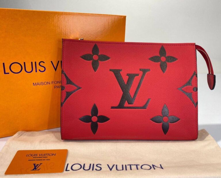 louis vuitton canta toiletry pouch portfoy clutch kirmizi siyah 26x20 deri