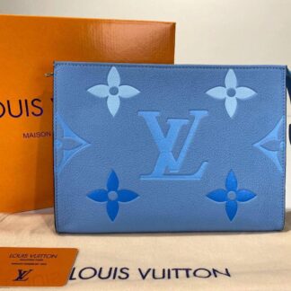 louis vuitton canta toiletry pouch portfoy clutch mavi 26x20 deri