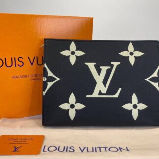 louis vuitton canta toiletry pouch portfoy clutch siyah bej 26x20 deri