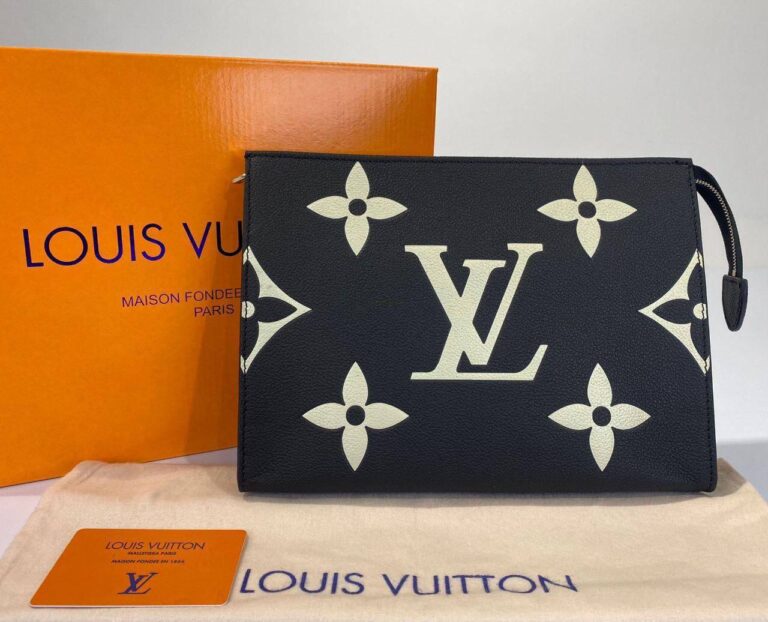 louis vuitton canta toiletry pouch portfoy clutch siyah bej 26x20 deri