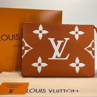 louis vuitton canta toiletry pouch portfoy clutch turuncu 26x20 deri