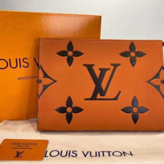 louis vuitton canta toiletry pouch portfoy clutch turuncu siyah 26x20 deri