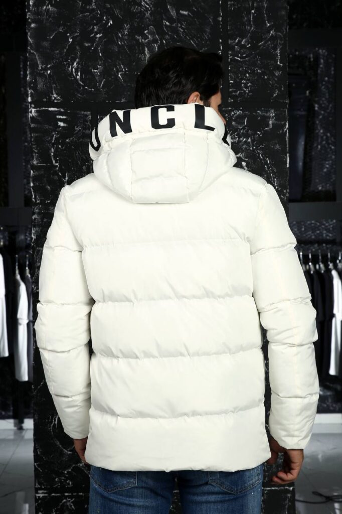 moncler mont erkek beyaz kapusonlu