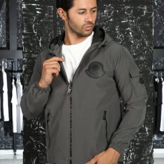 moncler mont erkek ince baharlik gri siyah logo