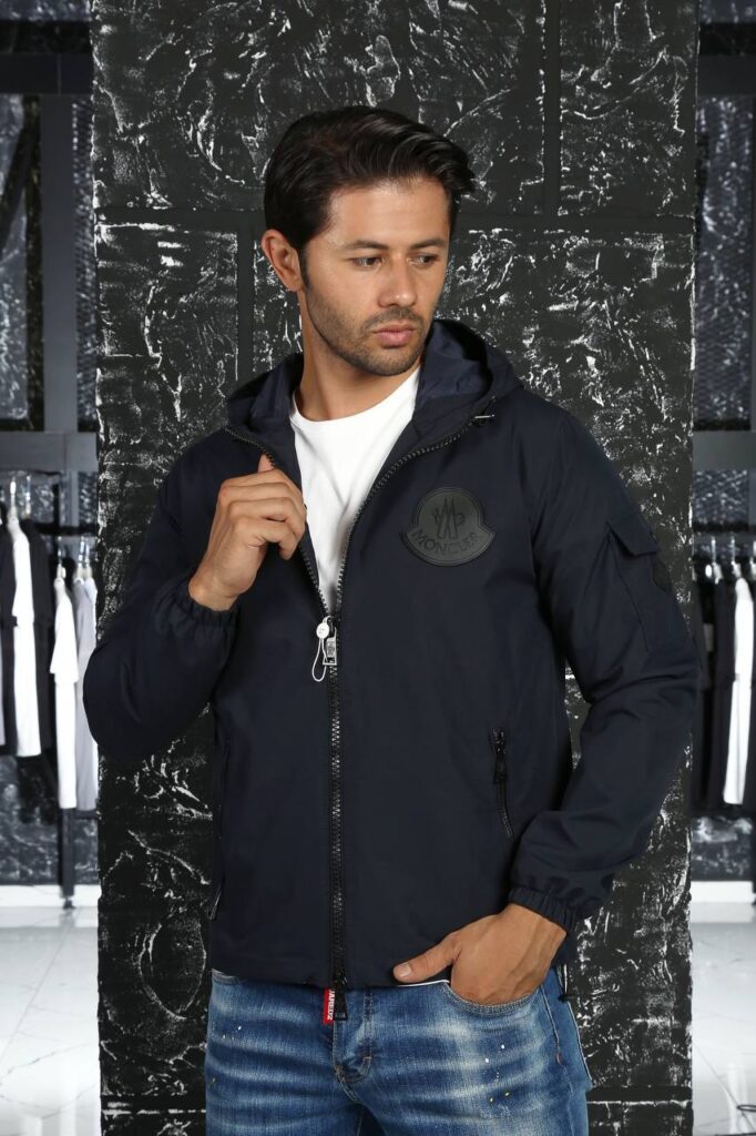 moncler mont erkek ince baharlik lacivert siyah logo