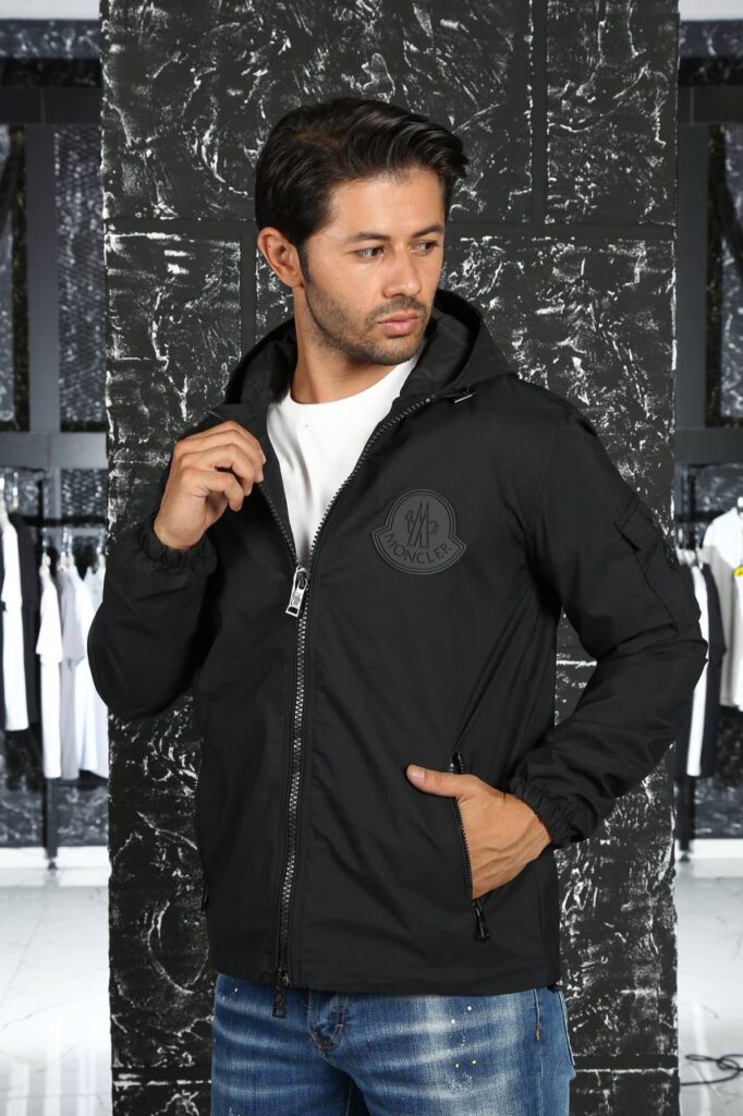 moncler mont erkek ince baharlik siyah duz