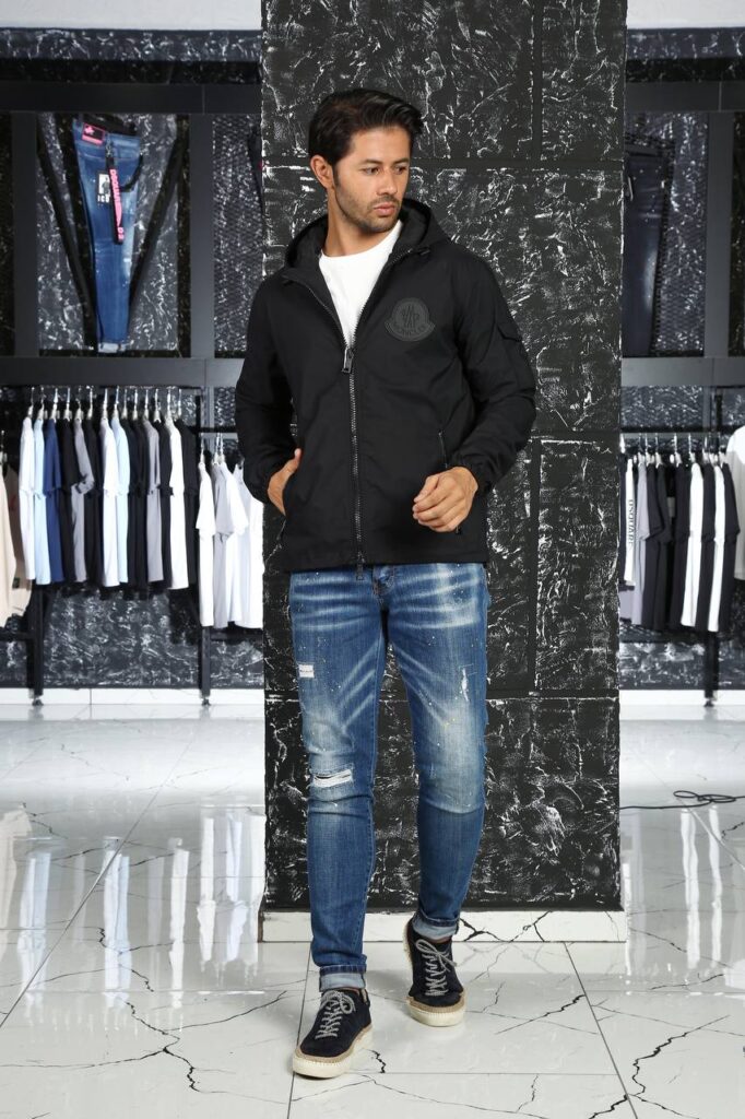 moncler mont erkek ince baharlik siyah duz