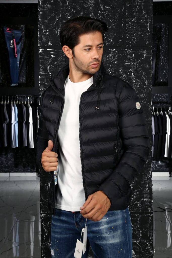 moncler mont erkek mat siyah gizli kapusonlu