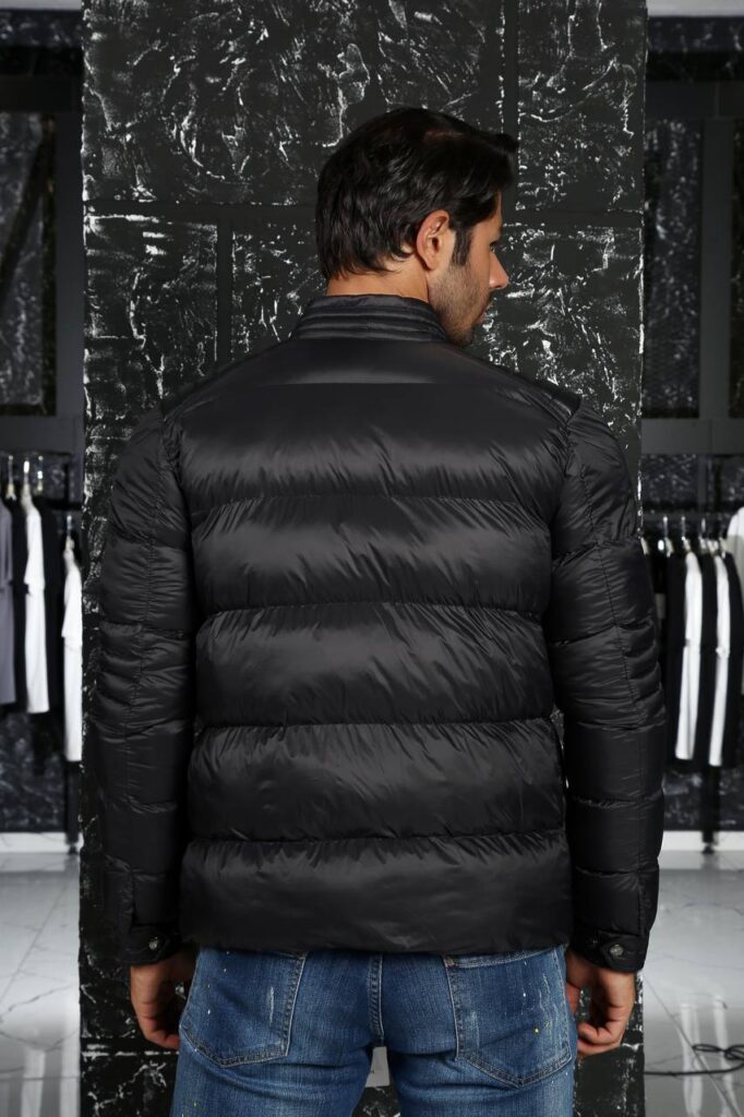 moncler mont erkek siyah omuzlari deri detayli