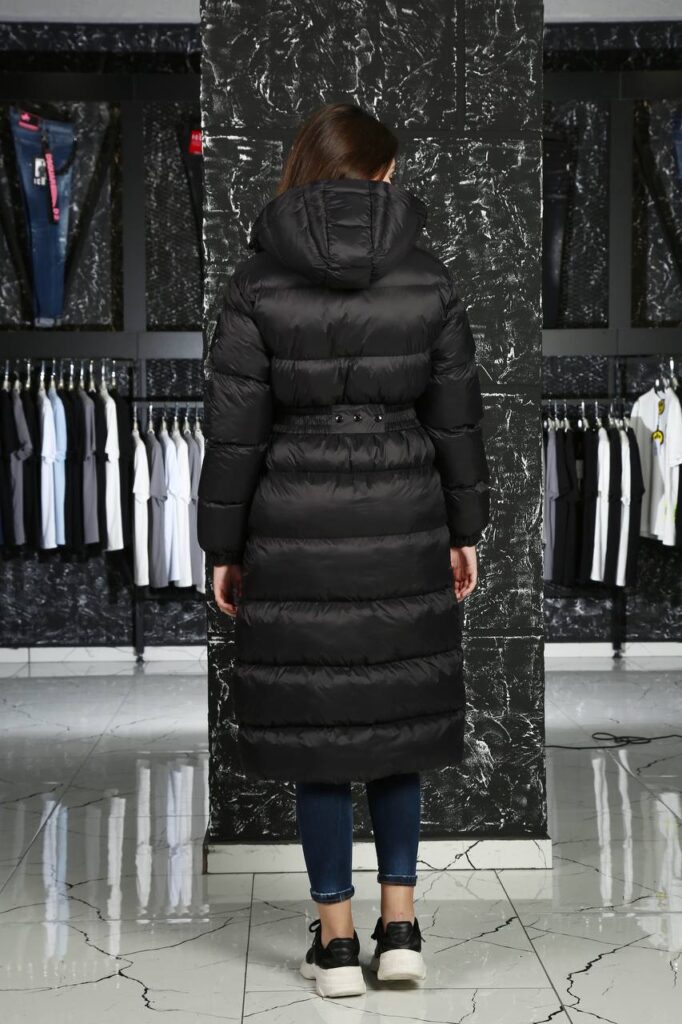 moncler mont kemerli uzun diz alti mat siyah