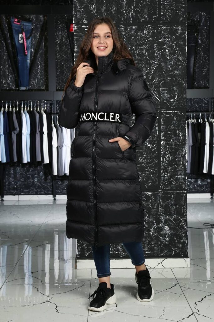 moncler mont kemerli uzun diz alti mat siyah