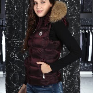 moncler yelek cizgi desenli mat bordo