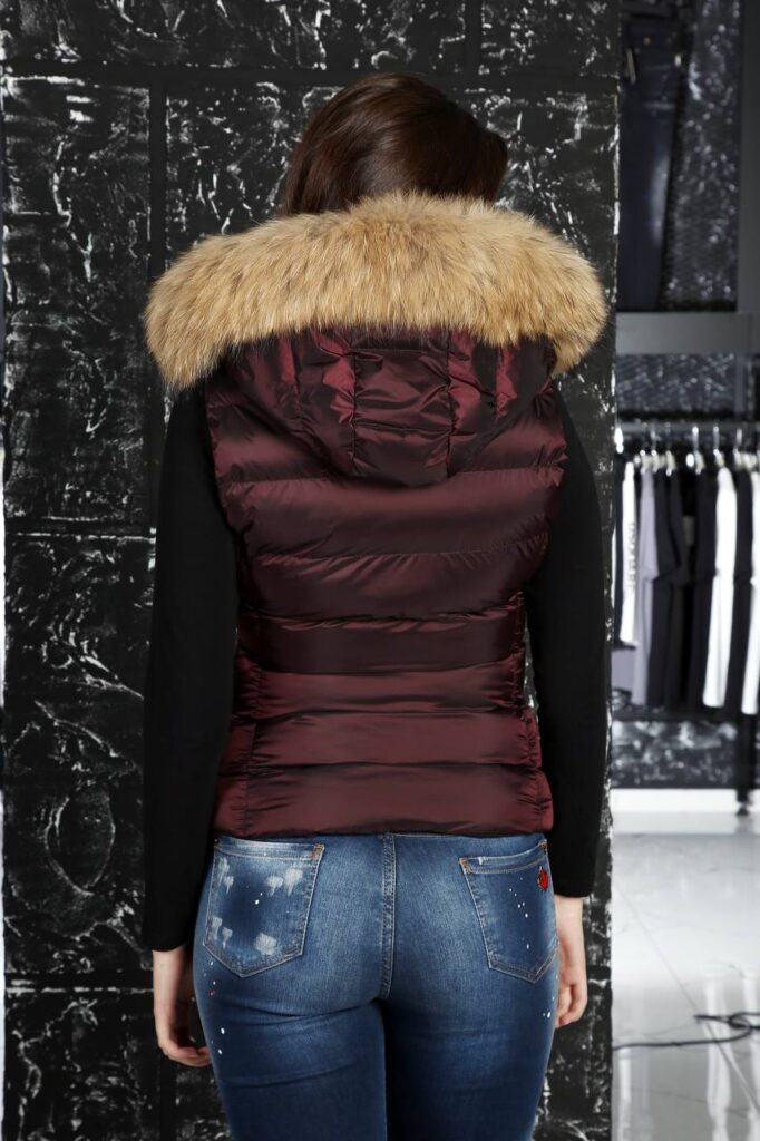 moncler yelek cizgi desenli mat bordo
