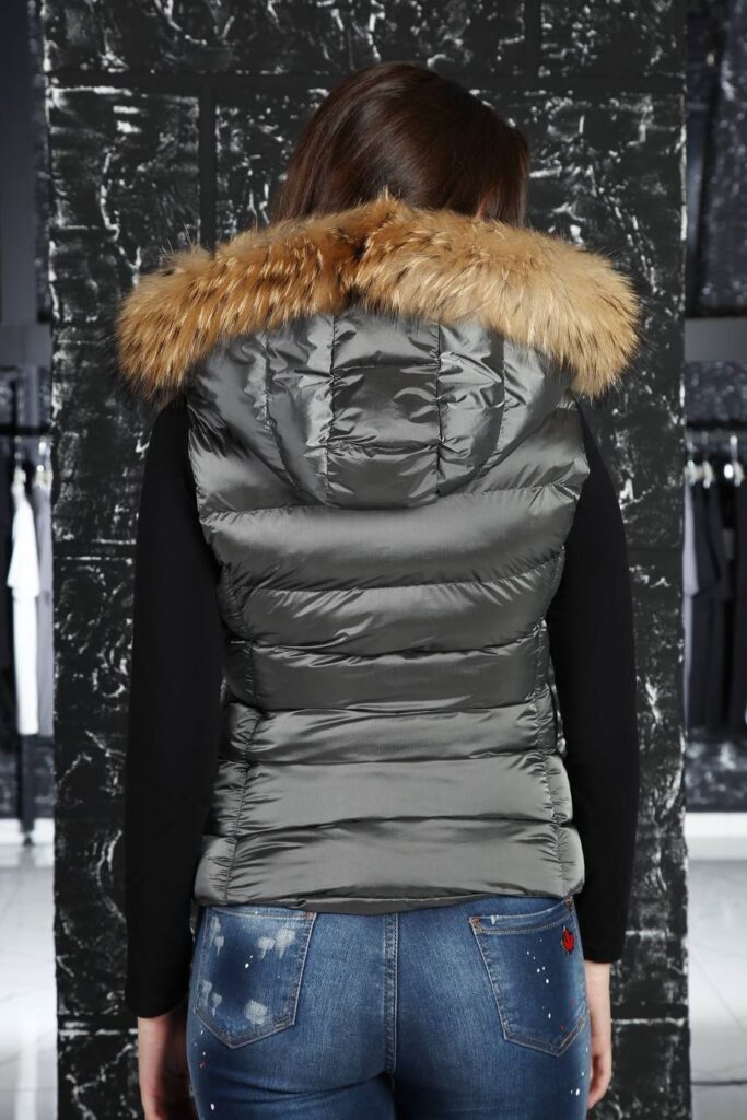 moncler yelek cizgi desenli mat gri