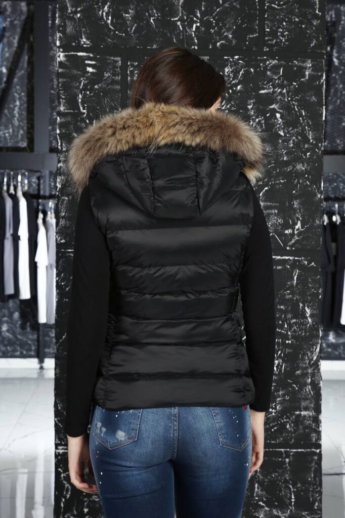 moncler yelek cizgi desenli mat siyah