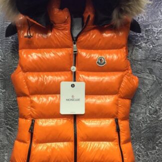 moncler yelek cizgi desenli parlak turuncu