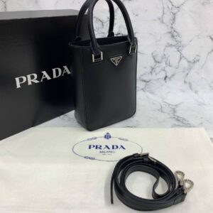 prada canta small brushed leather tore siyah ithal 20x14x9 cm