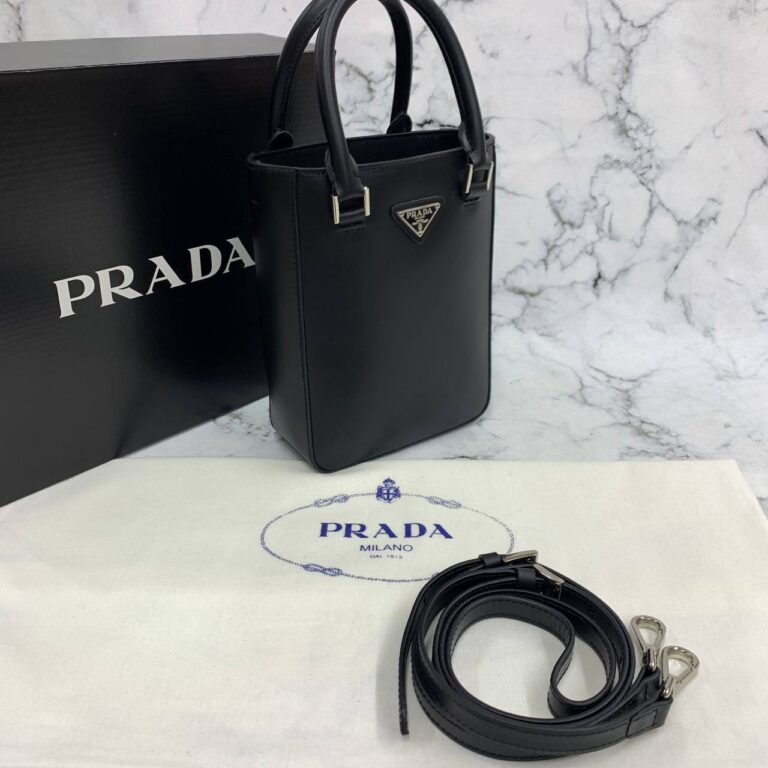 prada canta small brushed leather tore siyah ithal 20x14x9 cm