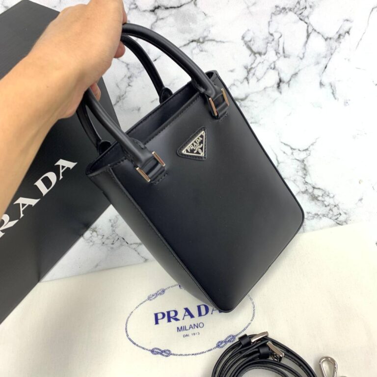 prada canta small brushed leather tore siyah ithal 20x14x9 cm