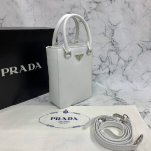 prada canta small brushed leather tote beyaz ithal 20x14x9 cm