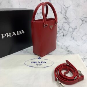 prada canta small brushed leather tote kirmizi ithal 20x14x9 cm