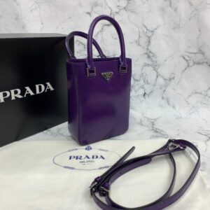 prada canta small brushed leather tote mor ithal 20x14x9 cm