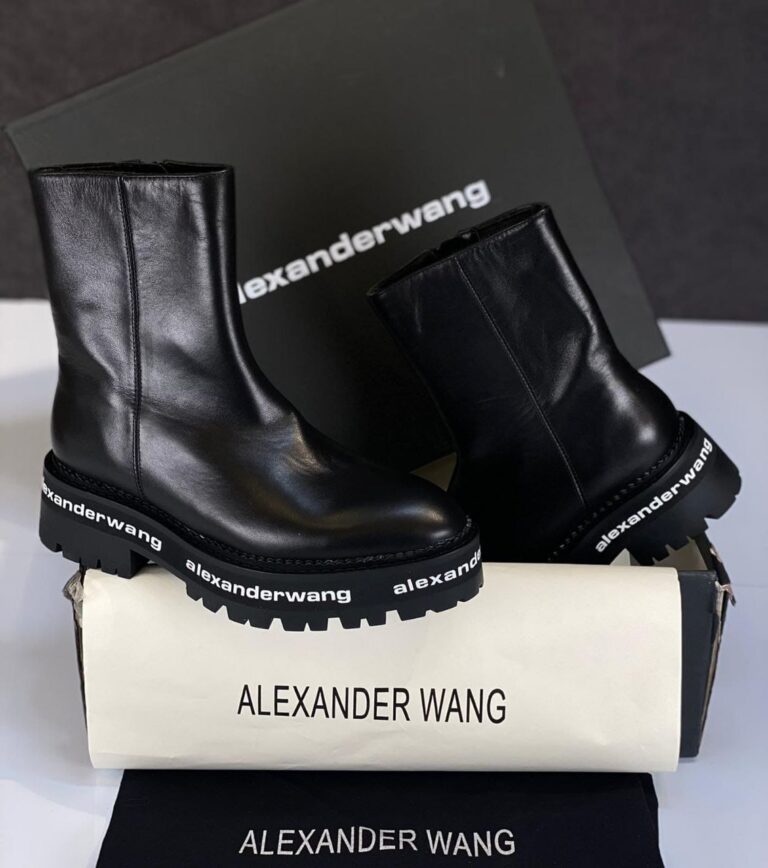alexander wang bot sanford siyah hakiki deri