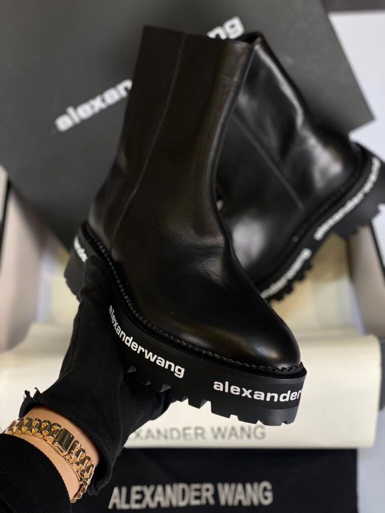 alexander wang bot sanford siyah hakiki deri