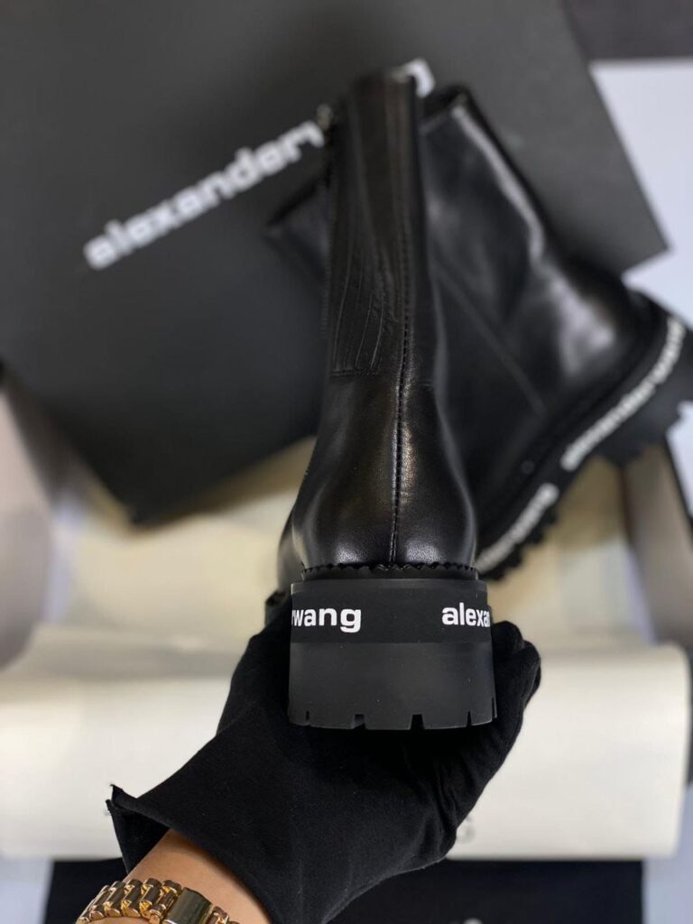 alexander wang bot sanford siyah hakiki deri