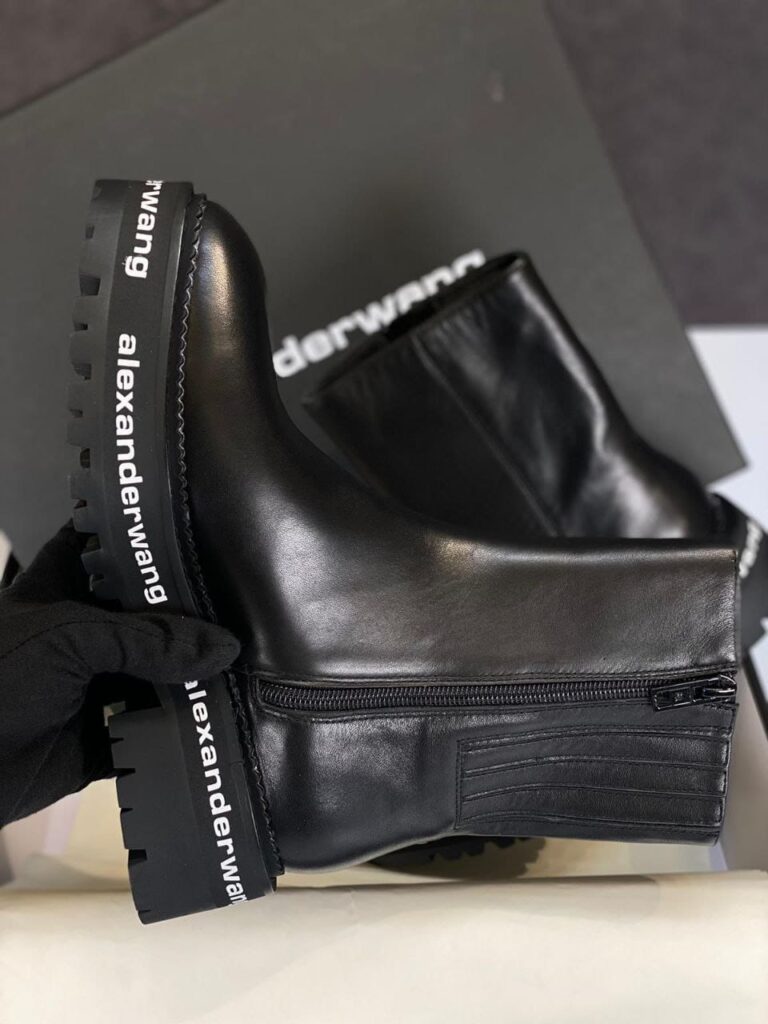 alexander wang bot sanford siyah hakiki deri