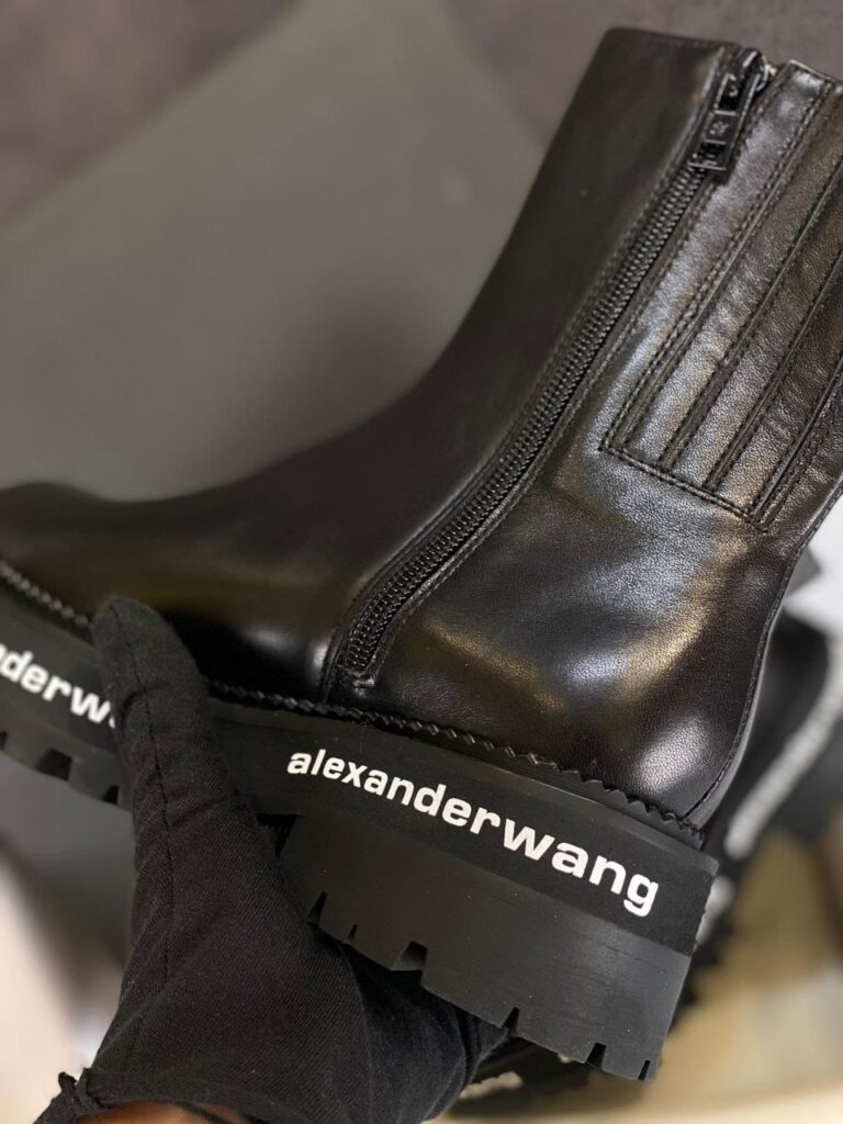 alexander wang bot sanford siyah hakiki deri