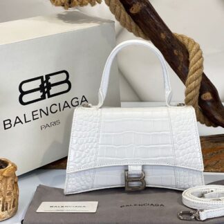 balenciaga canta hourglass kucuk boy beyaz crocco gold  23x15x10 cm