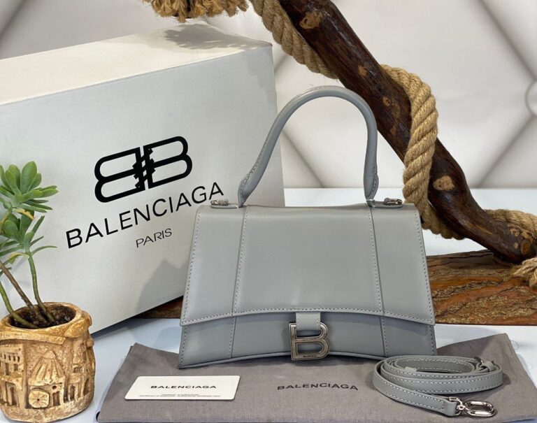 balenciaga canta hourglass kucuk boy gri silver  23x15x10 cm