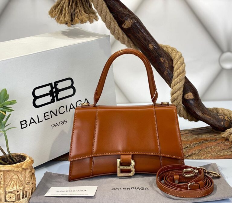 balenciaga canta hourglass kucuk boy kahve gold  23x15x10 cm
