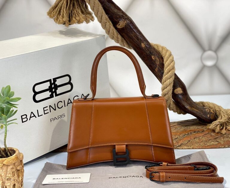 balenciaga canta hourglass kucuk boy kahve siyah 23x15x10 cm