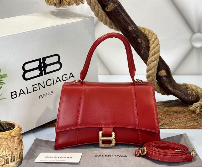 balenciaga canta hourglass kucuk boy kirmizi gold  23x15x10 cm