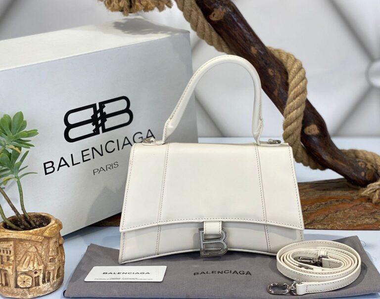 balenciaga canta hourglass kucuk boy krem silver  23x15x10 cm