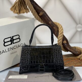 balenciaga canta hourglass kucuk boy siyah croco siyah 23x15x10 cm